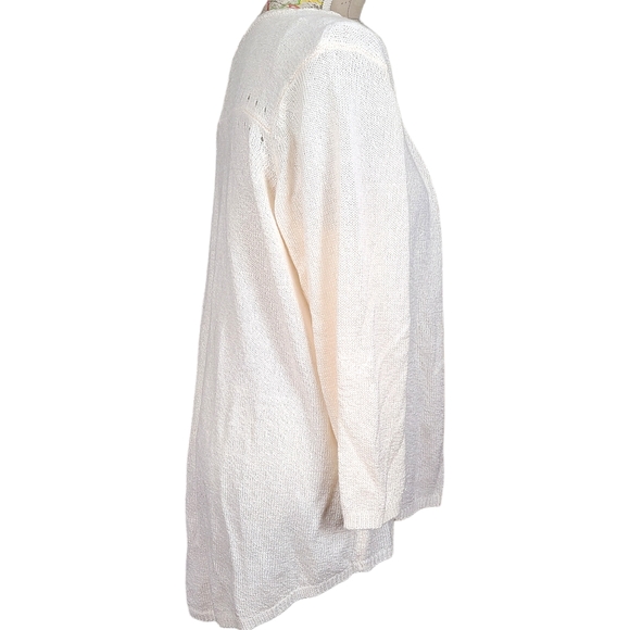 Investments ll Cream  Pointelle Knit Open Front Cardigan Sweater Size 1X - Picture 8 of 13